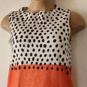 Cute sweater tank sz XL polka dot orange black white NEW